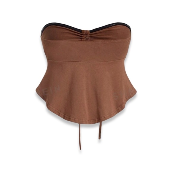 Boho Strapless Pleated Top with front tie | Sweetheart neckline | NWT Sz S - Picture 2 of 4